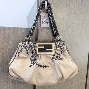 🌸 Fendi: Mia Floral Chain Beige Shoulder Bag (RARE)